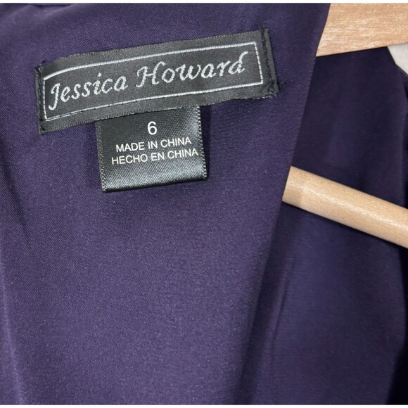 Jessica Howard Cocktail Dress Sequin Embellished Purple Elegant Wedding Sz 6 - Picture 4 of 8